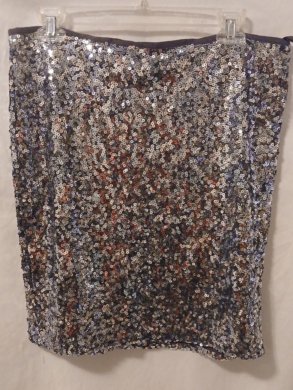 White House Black Market Silver Sequin Mini Skirt